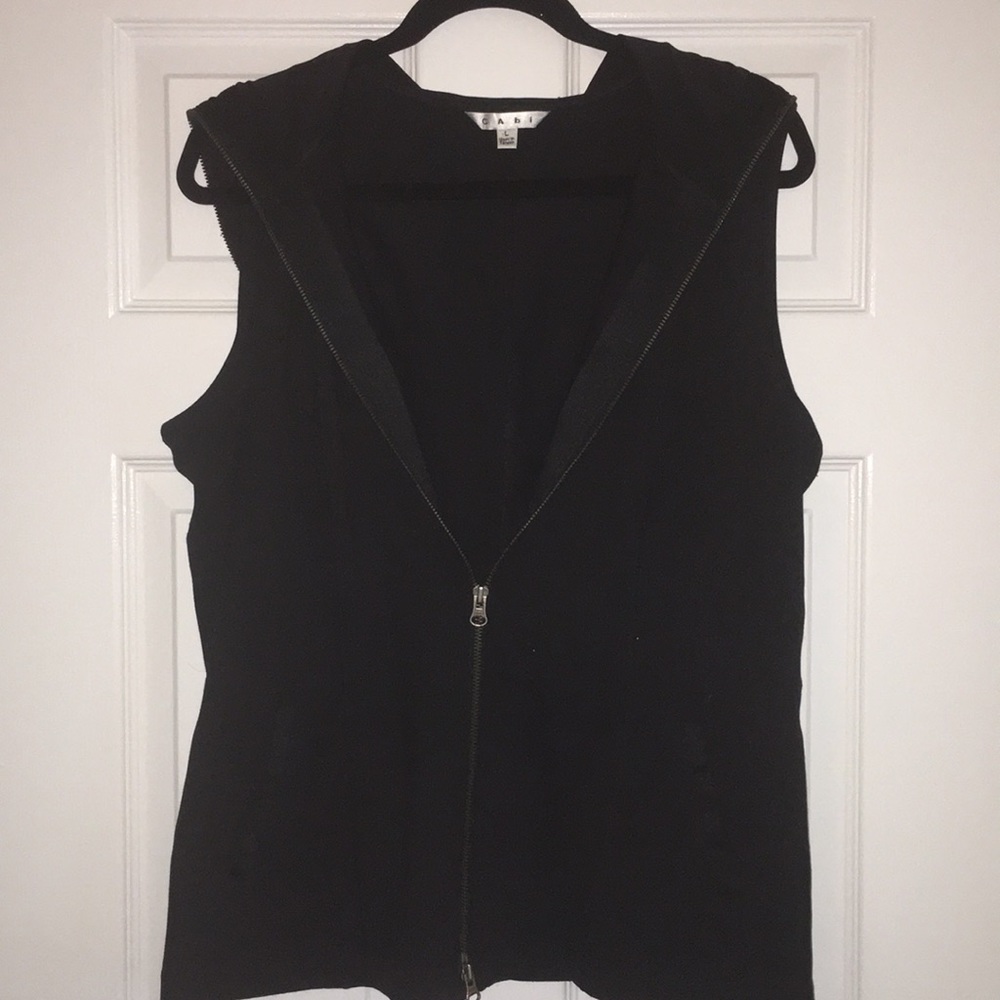 CAbi sleeveless hooded vest EUC